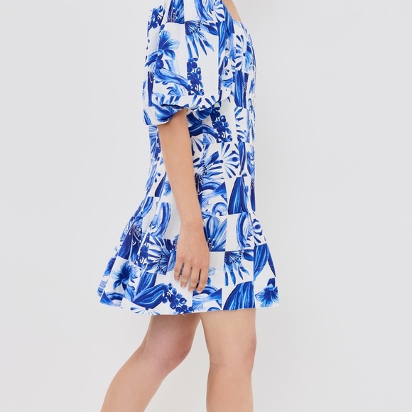FARM RIO Garden Tiles Linen Mini Dress NWT Size X Small - Picture 12 of 16